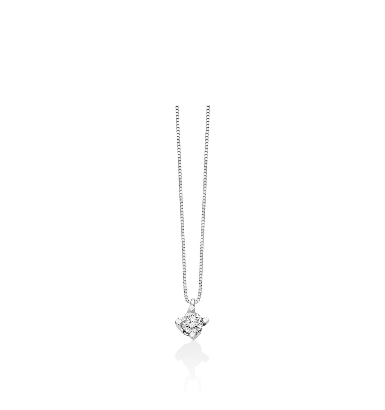Collana con diamante punto luce a valentino in oro bianco