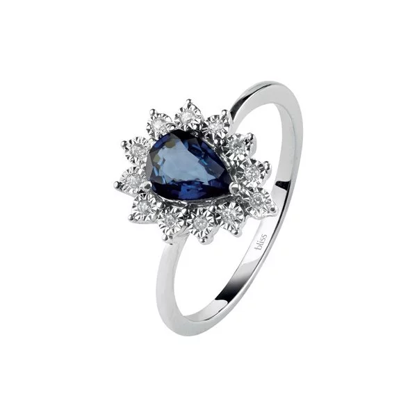 Anello Bliss Oro Bianco Diamanti e Zaffiro 20074171