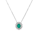 Collana in oro bianco e smeraldo con diamanti, cm. 42