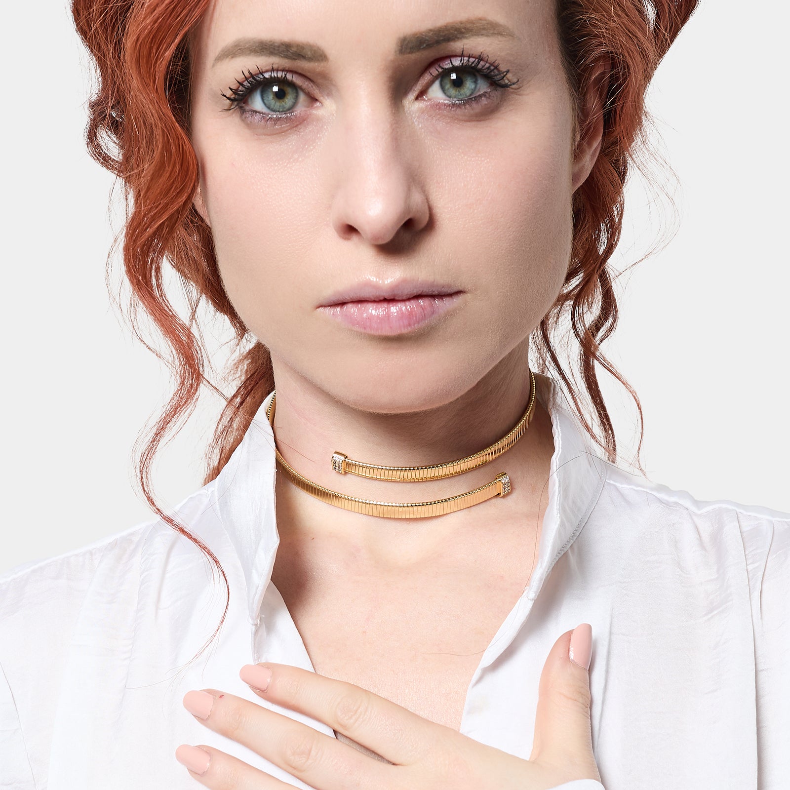 Collana tubogas con zirconi