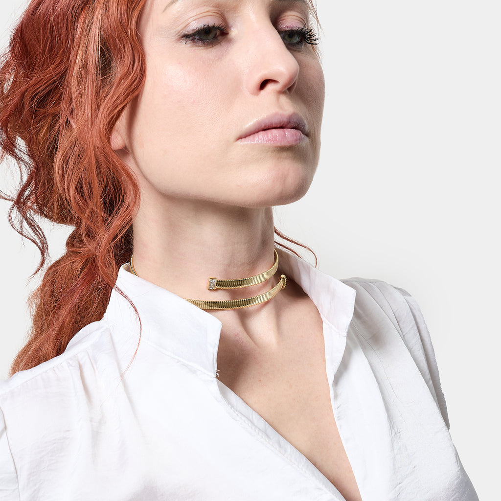 Collana tubogas con zirconi