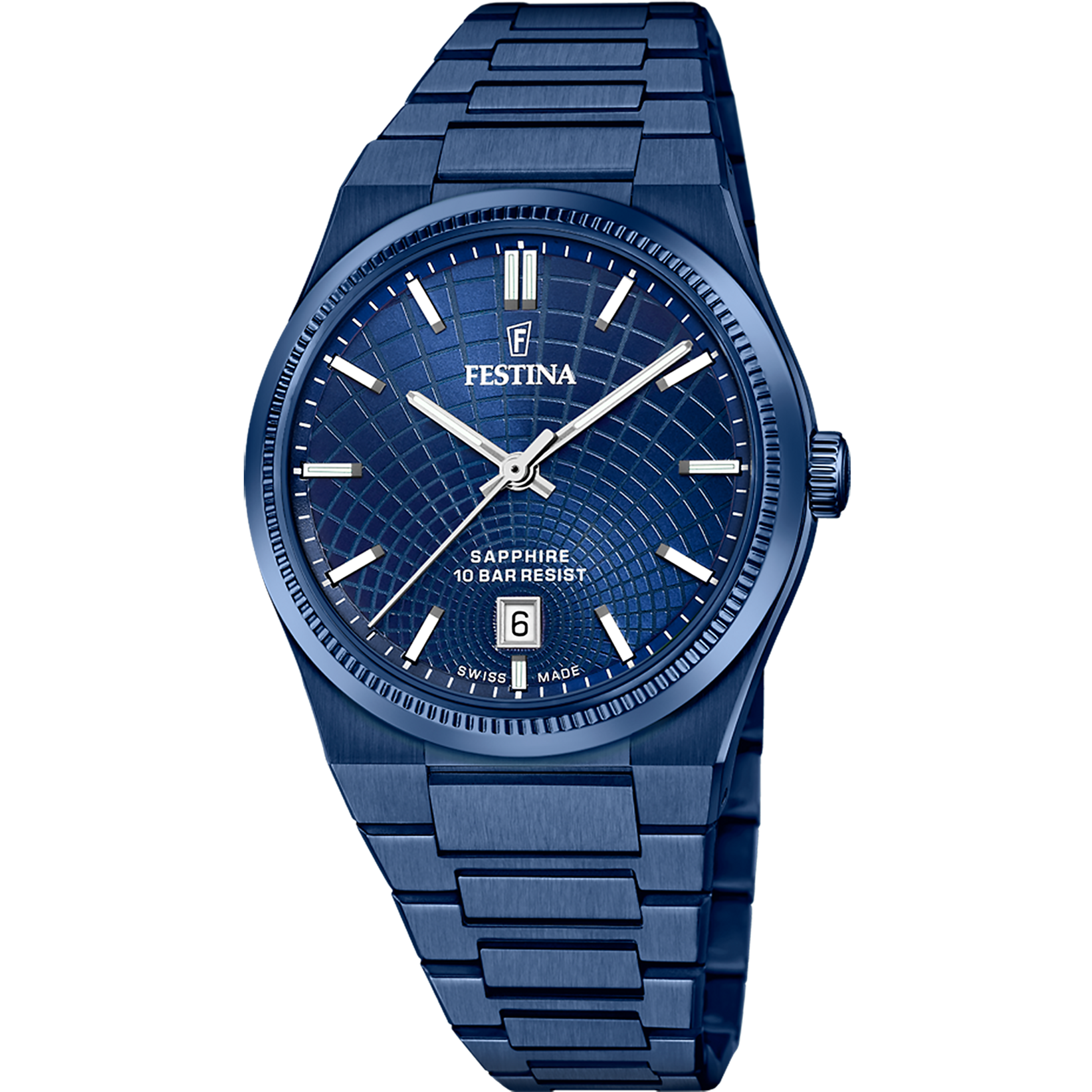 OROLOGIO FESTINA SWISS MADE F20078/1 AZZURO CINTURINO IN ACCIAIO