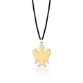 COLLANA PENDENTE ANGELO IN ORO GIALLO SATINATO E BIANCO