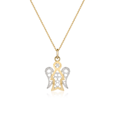 COLLANA CON ANGELO BICOLORE