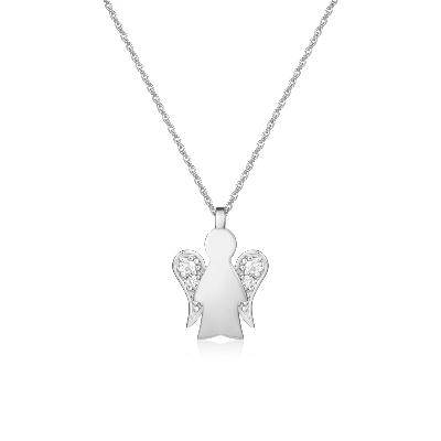 COLLANA CON PENDENTE ANGELO IN ORO BIANCO E DIAMANTI