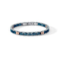 Bracciale Acciaio con Pvd rosè, ceramica blu e zirconi bianchi