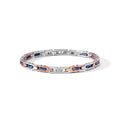 Bracciale in Acciaio, pvd rosè, ceramica blu e Diamanti bianchi
