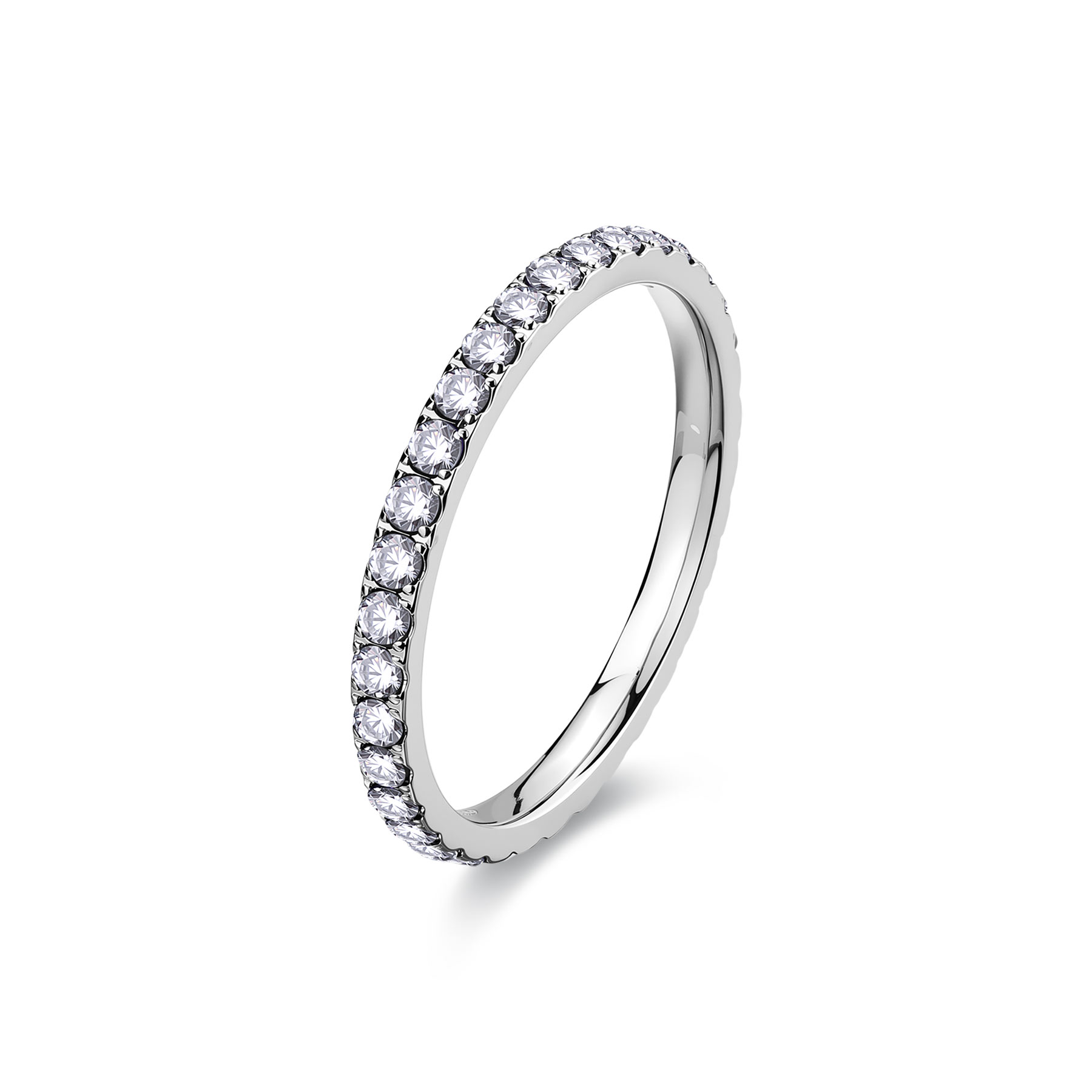 ANELLO DAZZLY SDZ157
Anello veretta in acciaio 316L con zirconi.