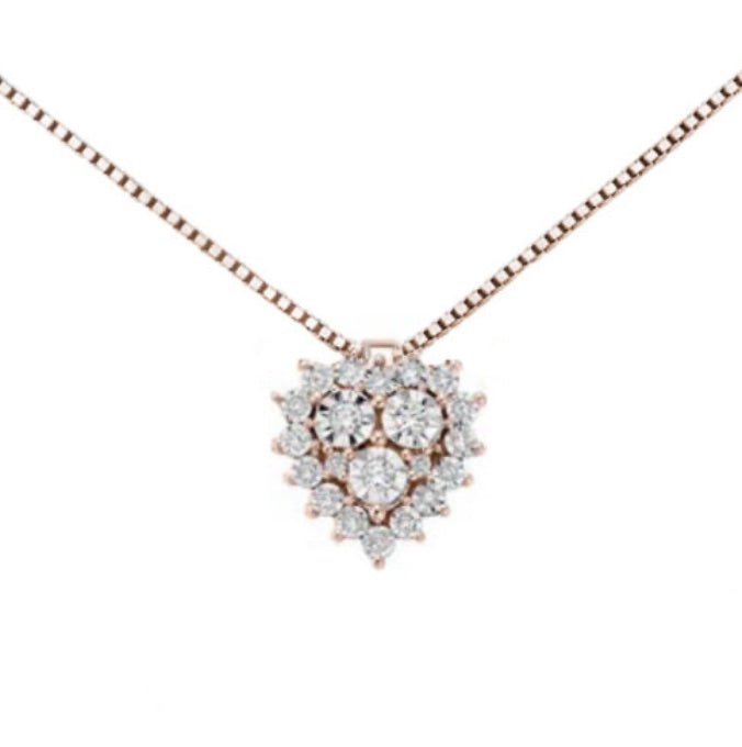 Girocollo in Oro Rosa con Diamanti e Cuore Diamanti collezione LUCE