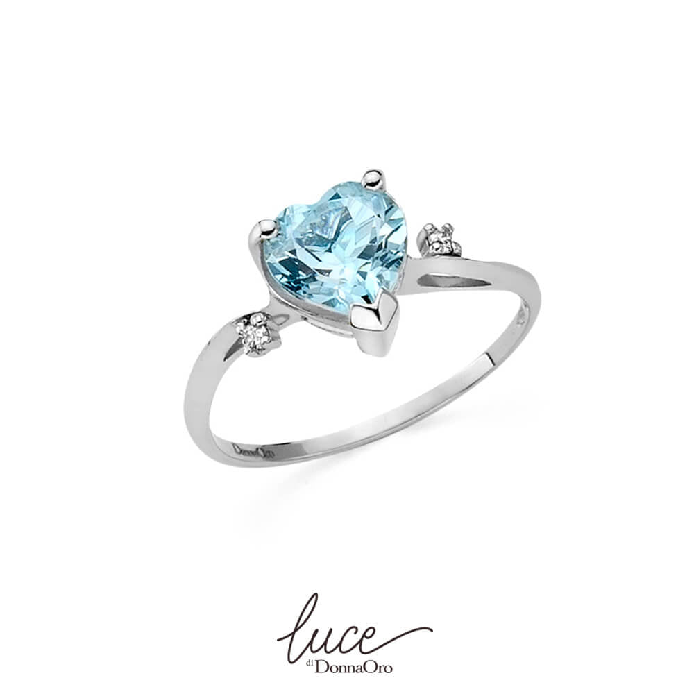 Anello donna in oro bianco e diamanti acquamarina dhaa7194.003