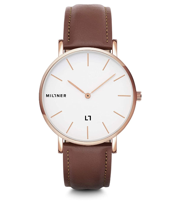 Orologio uomo Millner Hallfieeld Golden Brown in acciaio e pelle MLW0030